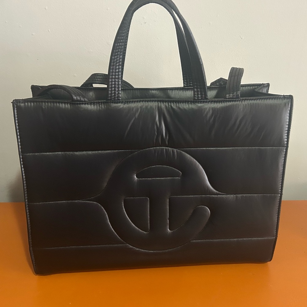 Teflar Large Black Puffer Shopping Bag